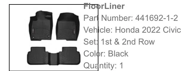 11th Gen Honda Civic OEM Cargo Tray and Seat Back Protectors 018E5139-B999-4C66-8230-6166053791D1