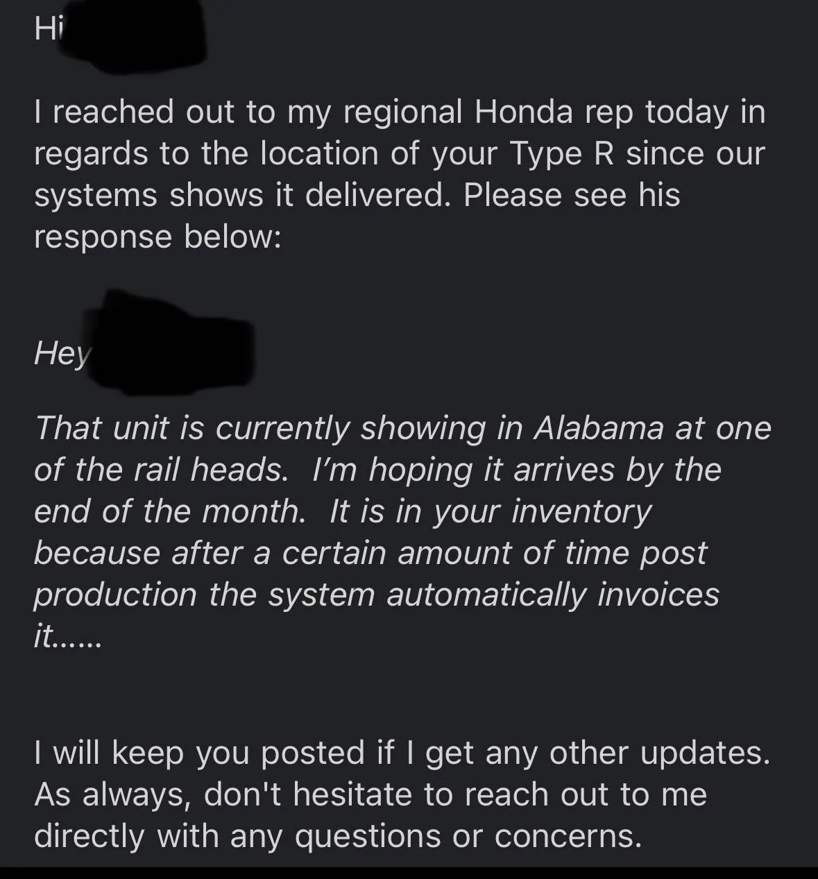 11th Gen Honda Civic East Coast FL5 Delivery Estimates/Confirmations 072A99A4-9E9A-414C-AD50-4F6D0DF5F317