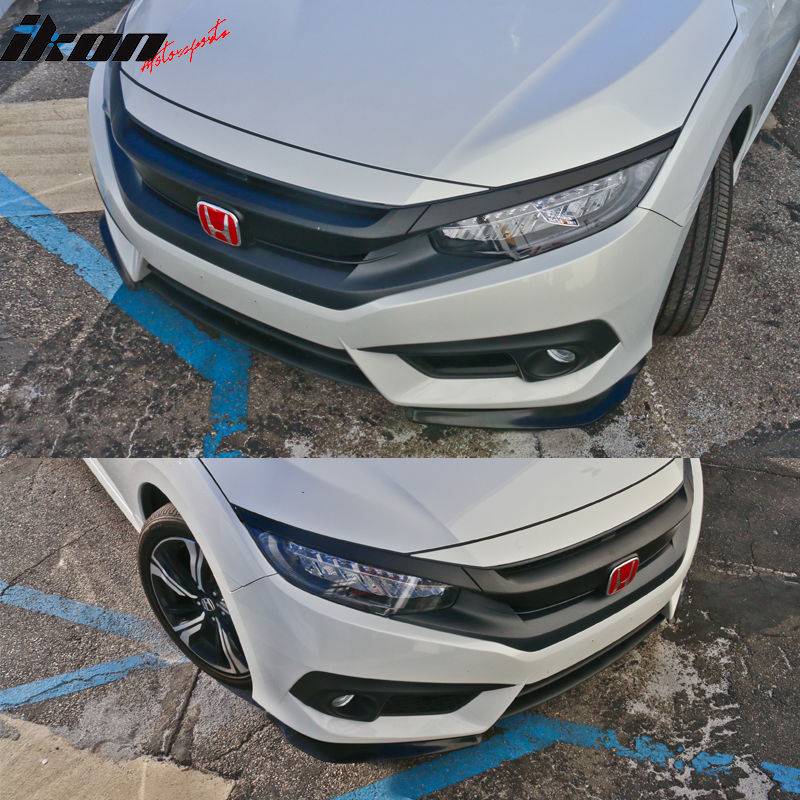 11th Gen Honda Civic 16-17 Civic 10th Gen Sedan and Coupe - Ikon Style Front Lip Splitter 2 Piece - BLF-UNIV3-PU_HC164 09091-03