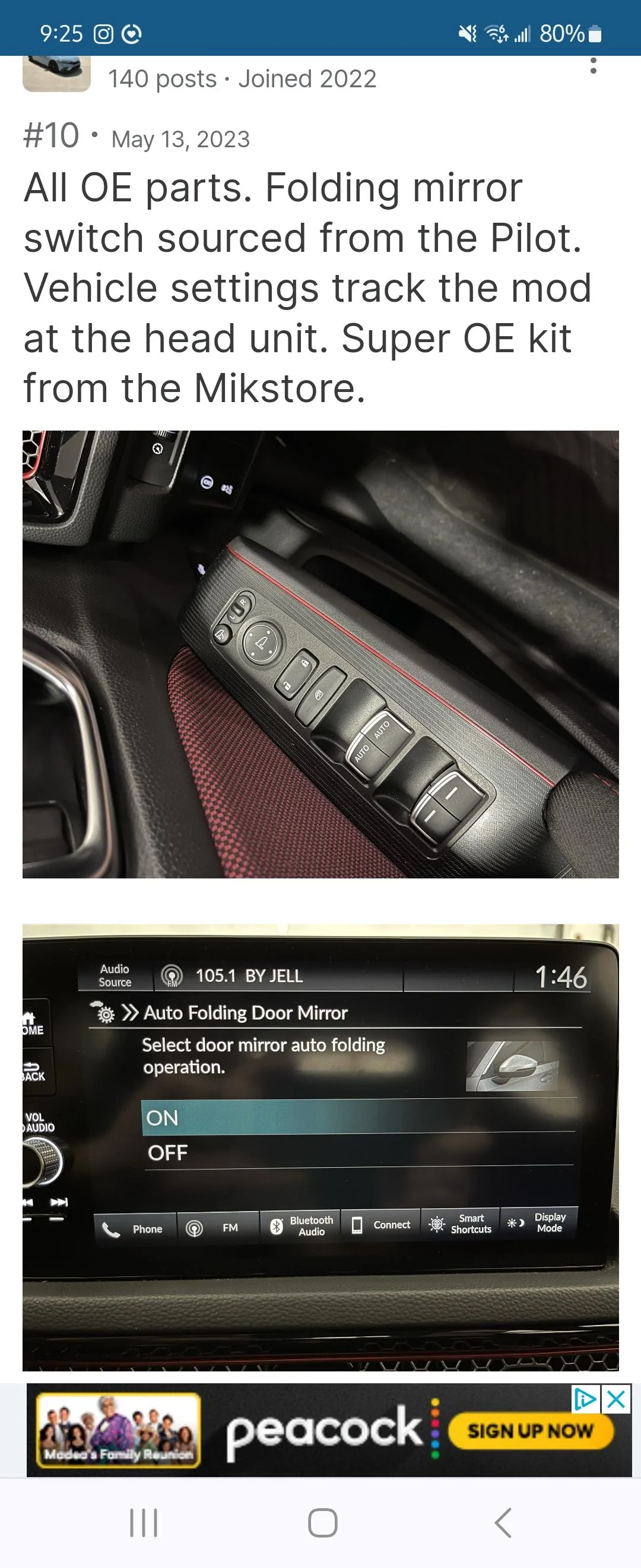 11th Gen Honda Civic Power Mirrors 1000005324