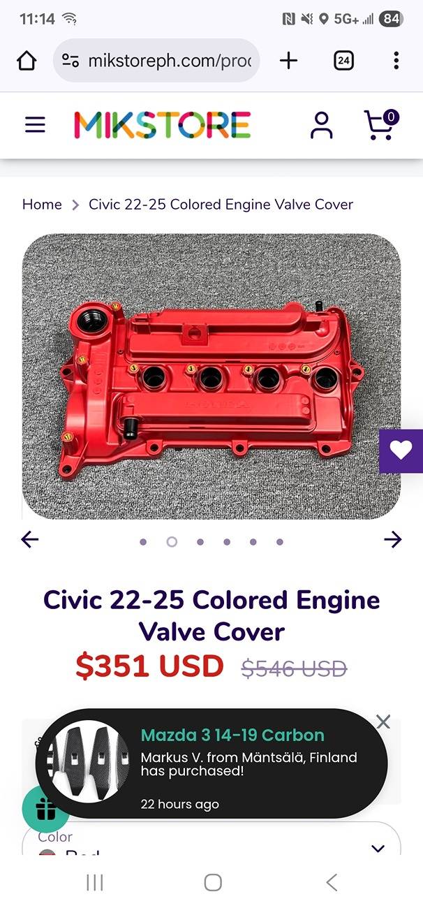 11th Gen Honda Civic "Original Honda Parts" Valve Cover - Dealer Install 1000005411