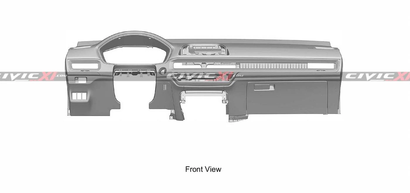 11th Gen Honda Civic 2022 Civic (11th gen) Dashboard, Steering Wheel, Bumpers, Lighting Revealed 11th-generation-Civic-Dashboard-Interior-3