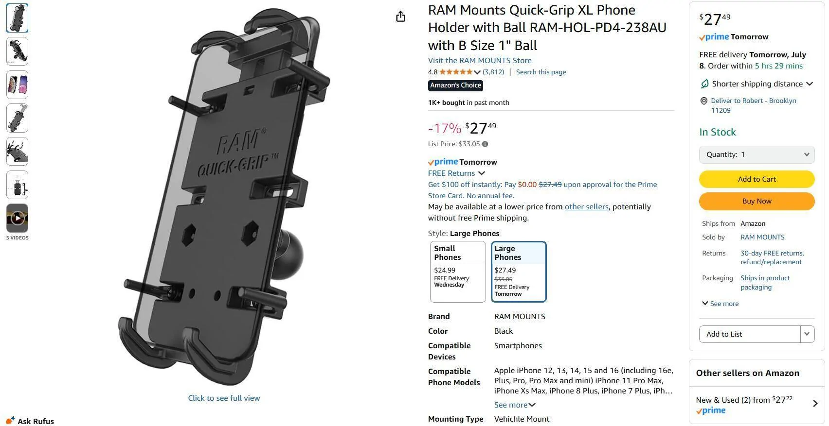 11th Gen Honda Civic RAM Mount Cellphone Install 12