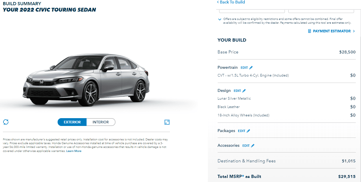 11th Gen Honda Civic Hatchback and Sedan pricing (US vs Canada) 1634305787753