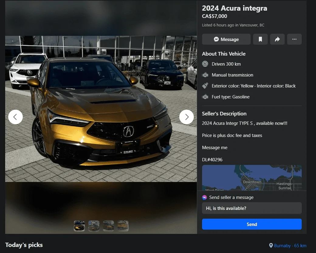 11th Gen Honda Civic Canadian dealer asked what colour Type R I want 1696077376630