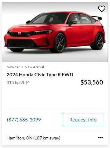 11th Gen Honda Civic Canadian dealer asked what colour Type R I want 1707865108924