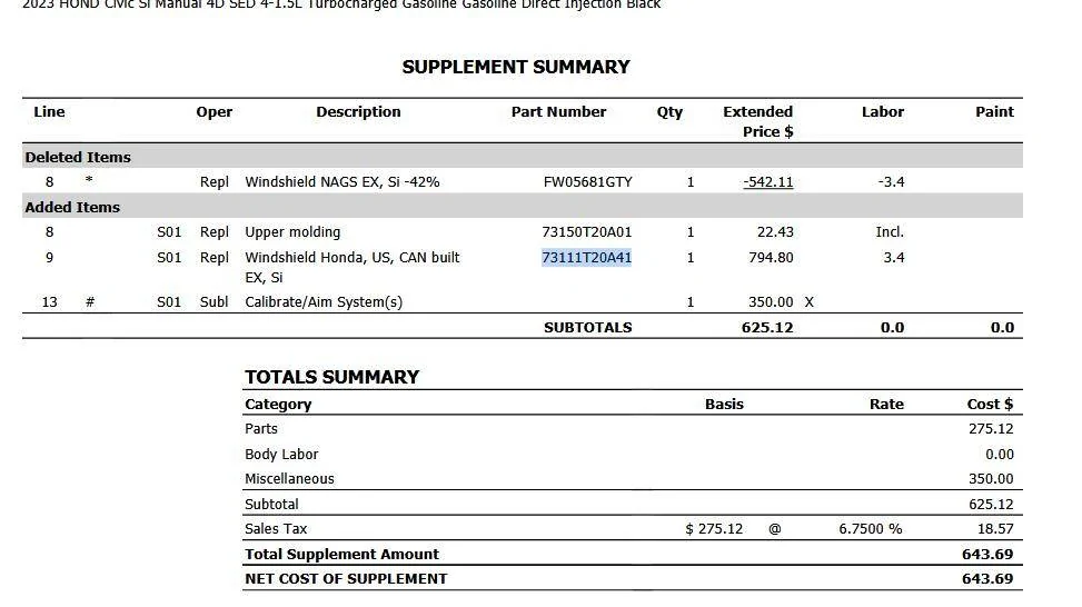 11th Gen Honda Civic Got hit by a big rock on the freeway last week 1740611017872-83