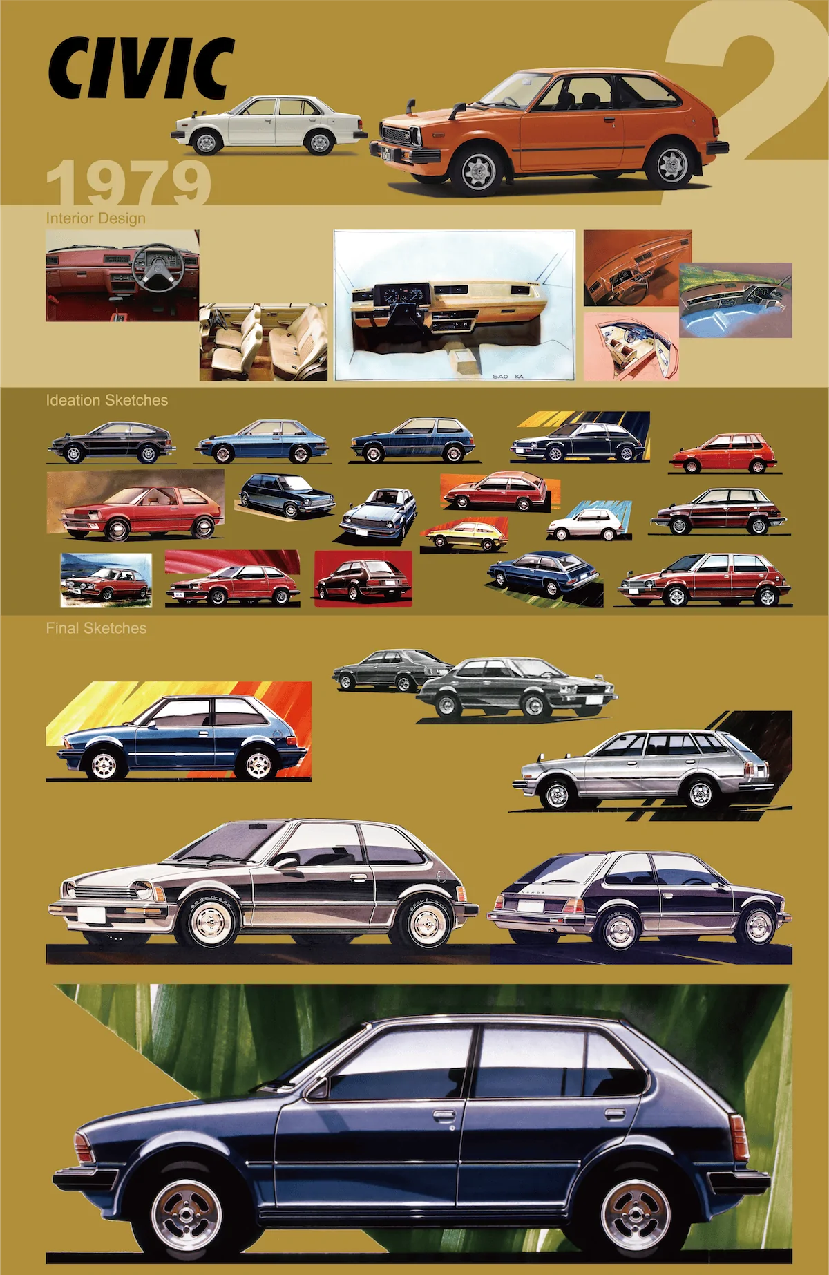 11th Gen Honda Civic Honda Celebrates Civic's 50th Anniversary! 1979_2nd_Civic_Sketch_Panel_2_M