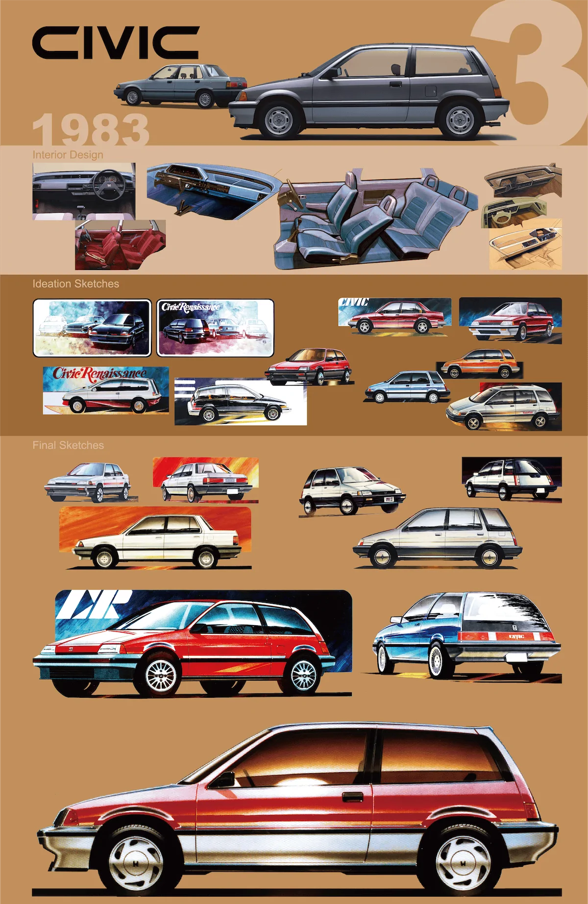 11th Gen Honda Civic Honda Celebrates Civic's 50th Anniversary! 1983_3rd_Civic_Sketch_Panel_M