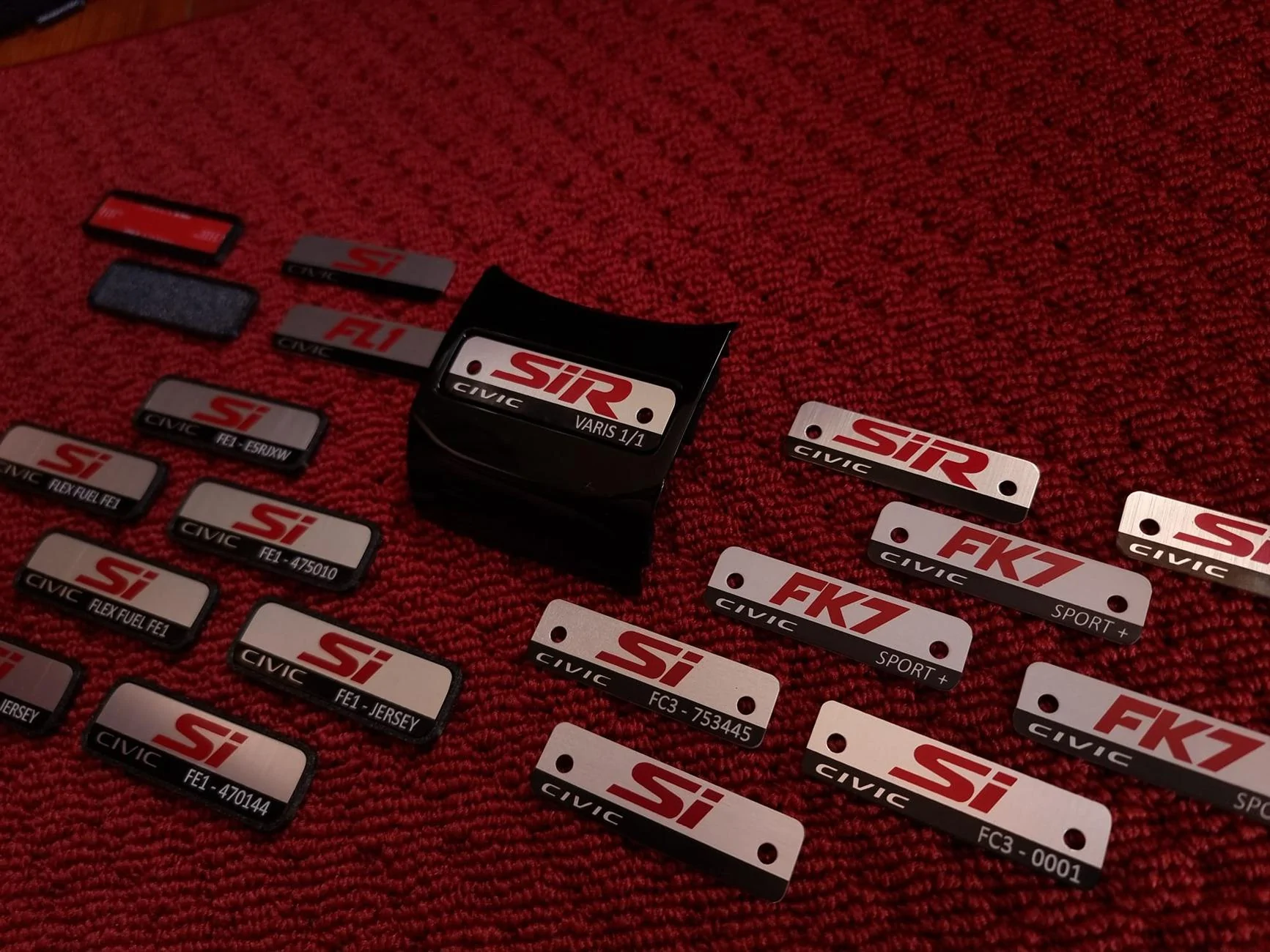 11th Gen Honda Civic FL5 style dashboard serial number plates Si & FL1 2