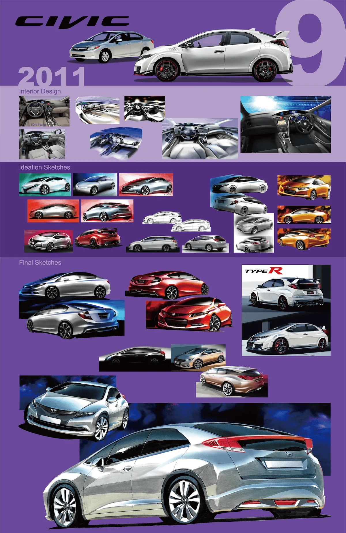 11th Gen Honda Civic Honda Celebrates Civic's 50th Anniversary! 2011_9th_Civic_Sketch_Panel_M
