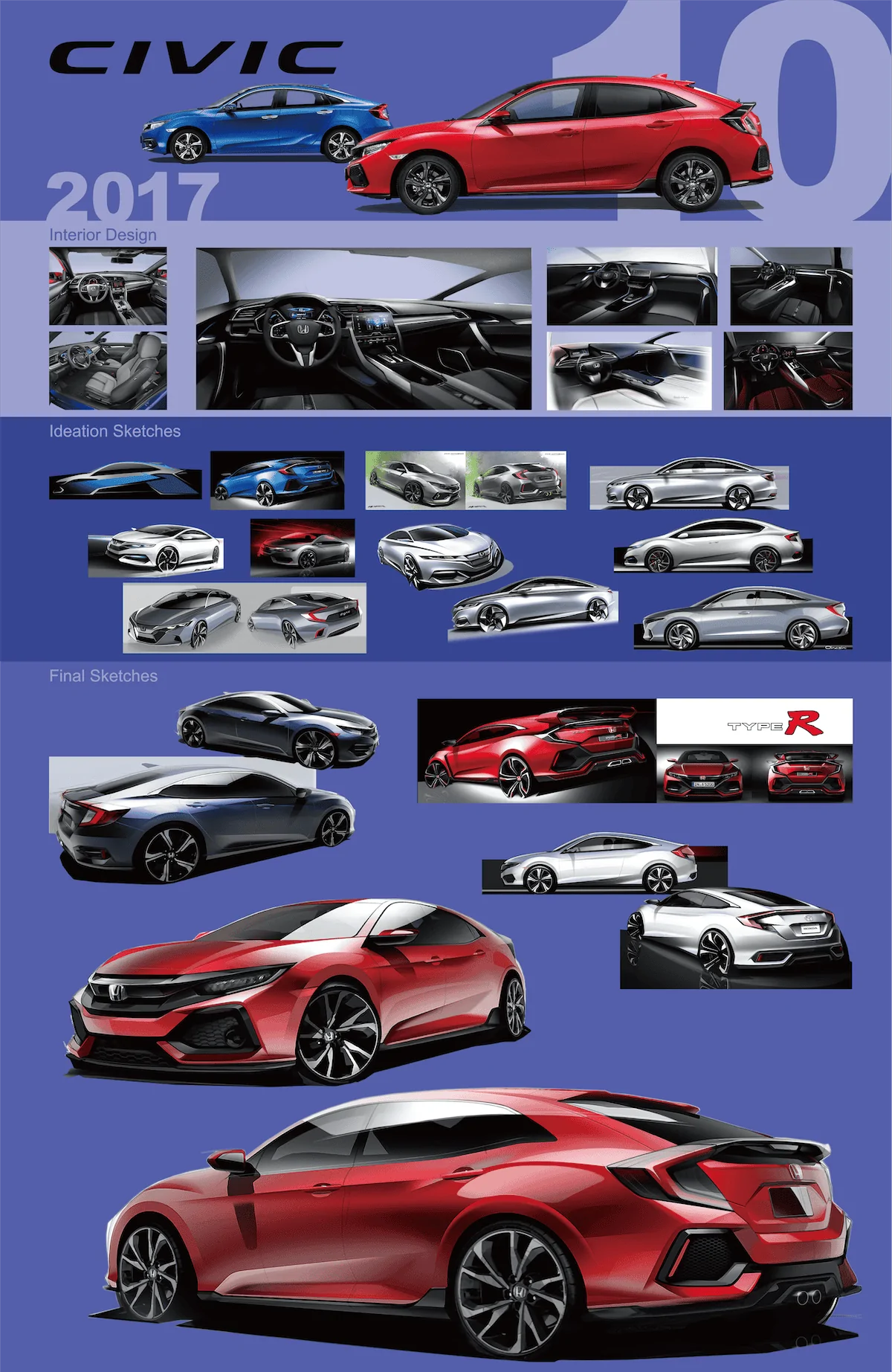 11th Gen Honda Civic Honda Celebrates Civic's 50th Anniversary! 2017_10th_Civic_Sketch_Panel_2_M