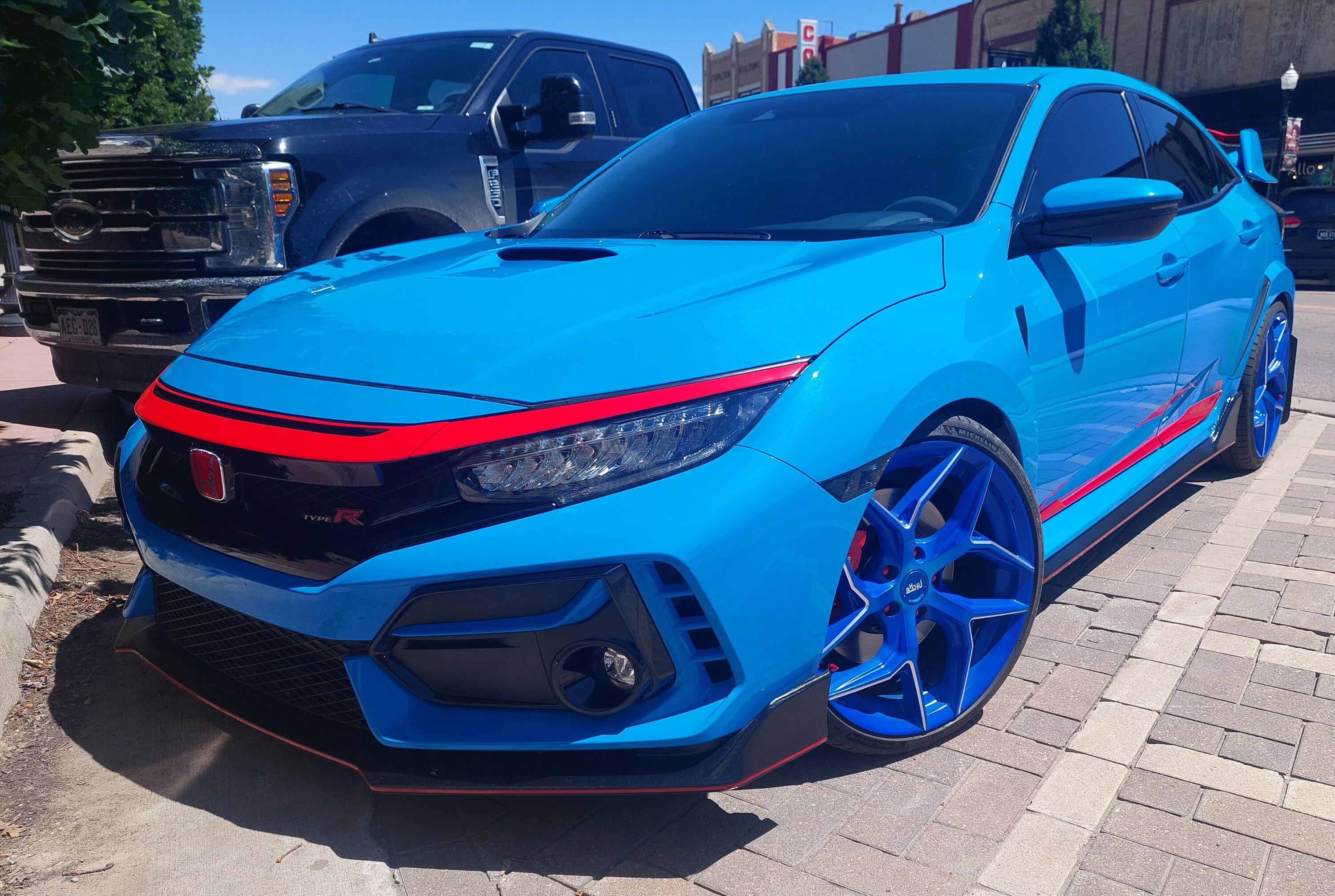 11th Gen Honda Civic 2023 Nissan Z 2021 Type R - Front - Side Driver BLUE - RED LOW Pic n Street 7-2-2023