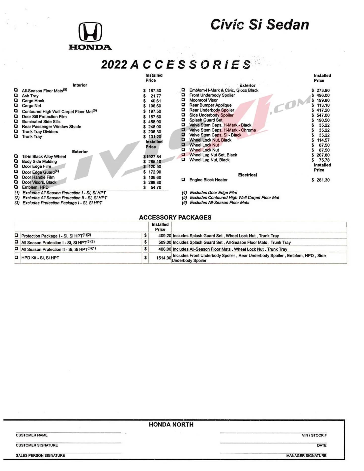 11th Gen Honda Civic 2022 Civic Si Accessories Price List 2022-civic-si-accessories-price-list