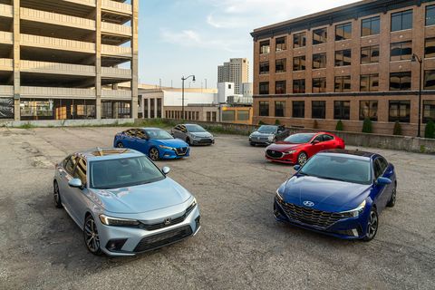 11th Gen Honda Civic 2022 Civic Touring Sedan beats out 5 rivals : Mazda 3, Jetta, Elantra, Sentra, Corolla [Car and Driver Competition] 2022-honda-civic-vs-2021-hyundai-elantra-mazda-3-nissan-sentra-toyota-corolla-volkswagen-jetta