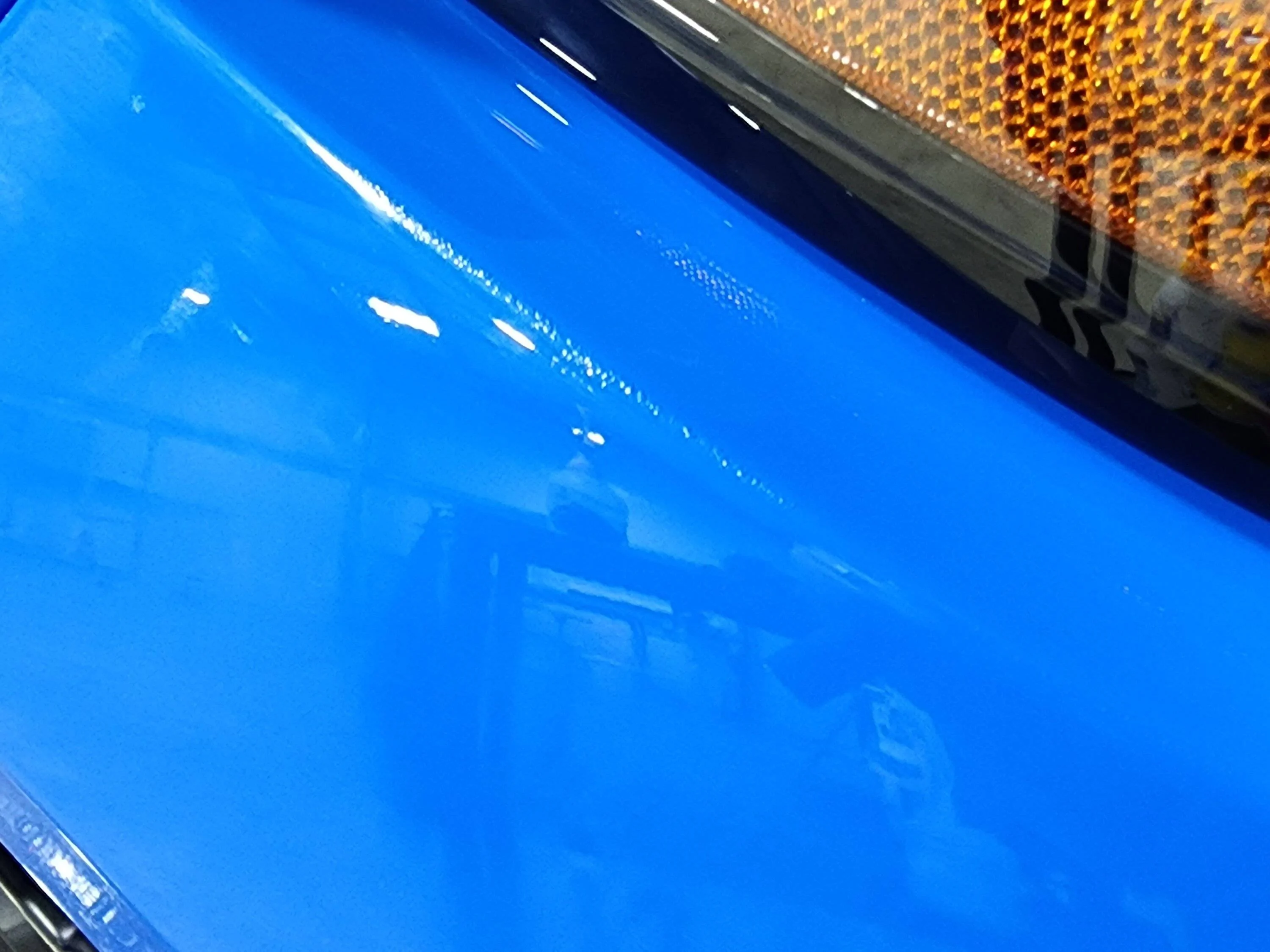 11th Gen Honda Civic Paint pulling from front bumper during PPF install (2023 Boost Blue Type R) 20221222_163147