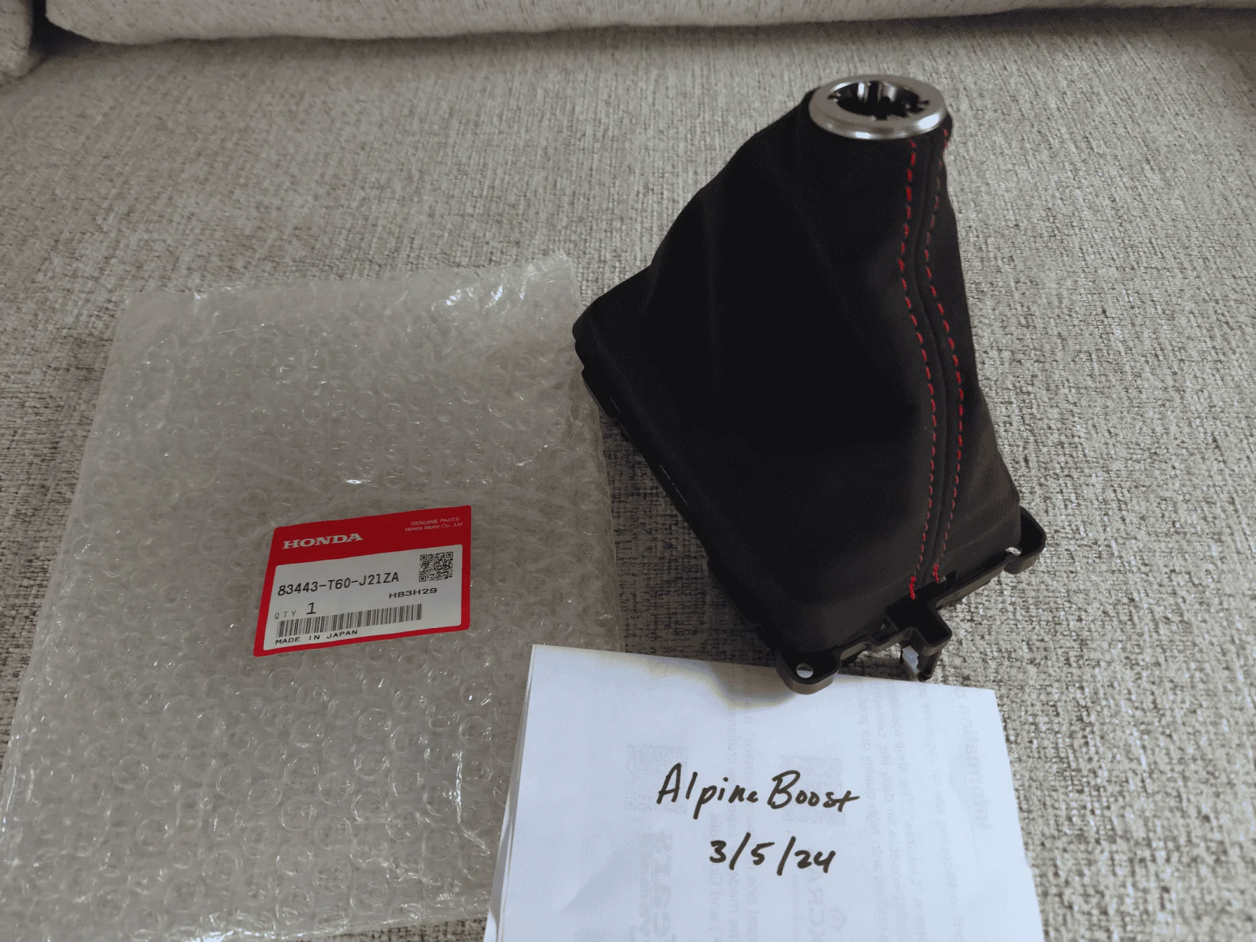 11th Gen Honda Civic FS: New Genuine JDM Alcantara Shift Boot - SOLD 20240305_131913