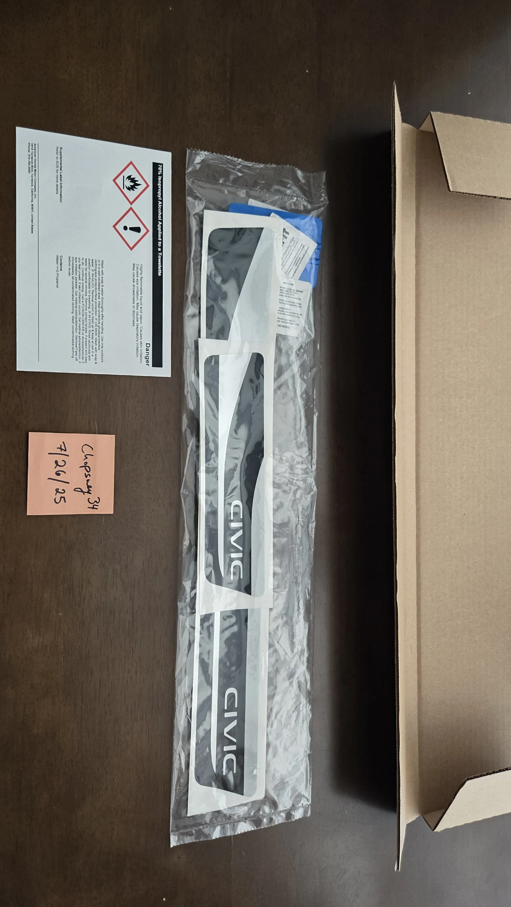 11th Gen Honda Civic SOLD: Honda OEM Door Sill Protection Film Kit (08P04-T20-100) 20250726_095447