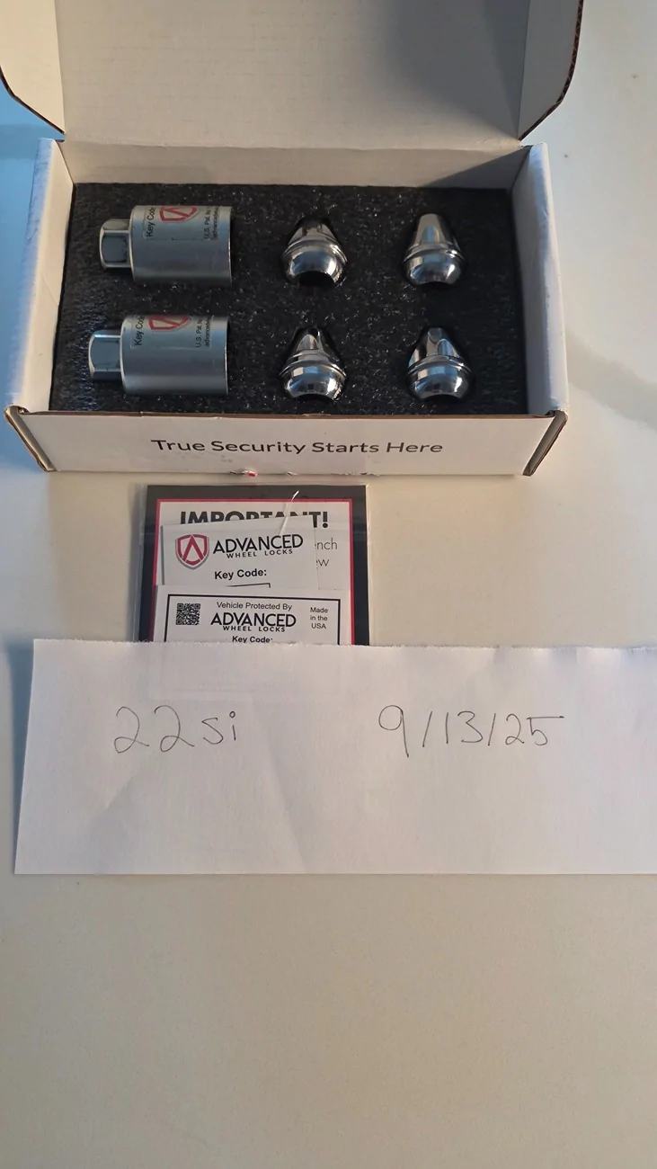 11th Gen Honda Civic Advanced wheel locks for sale with 2 keys 20250913_171328