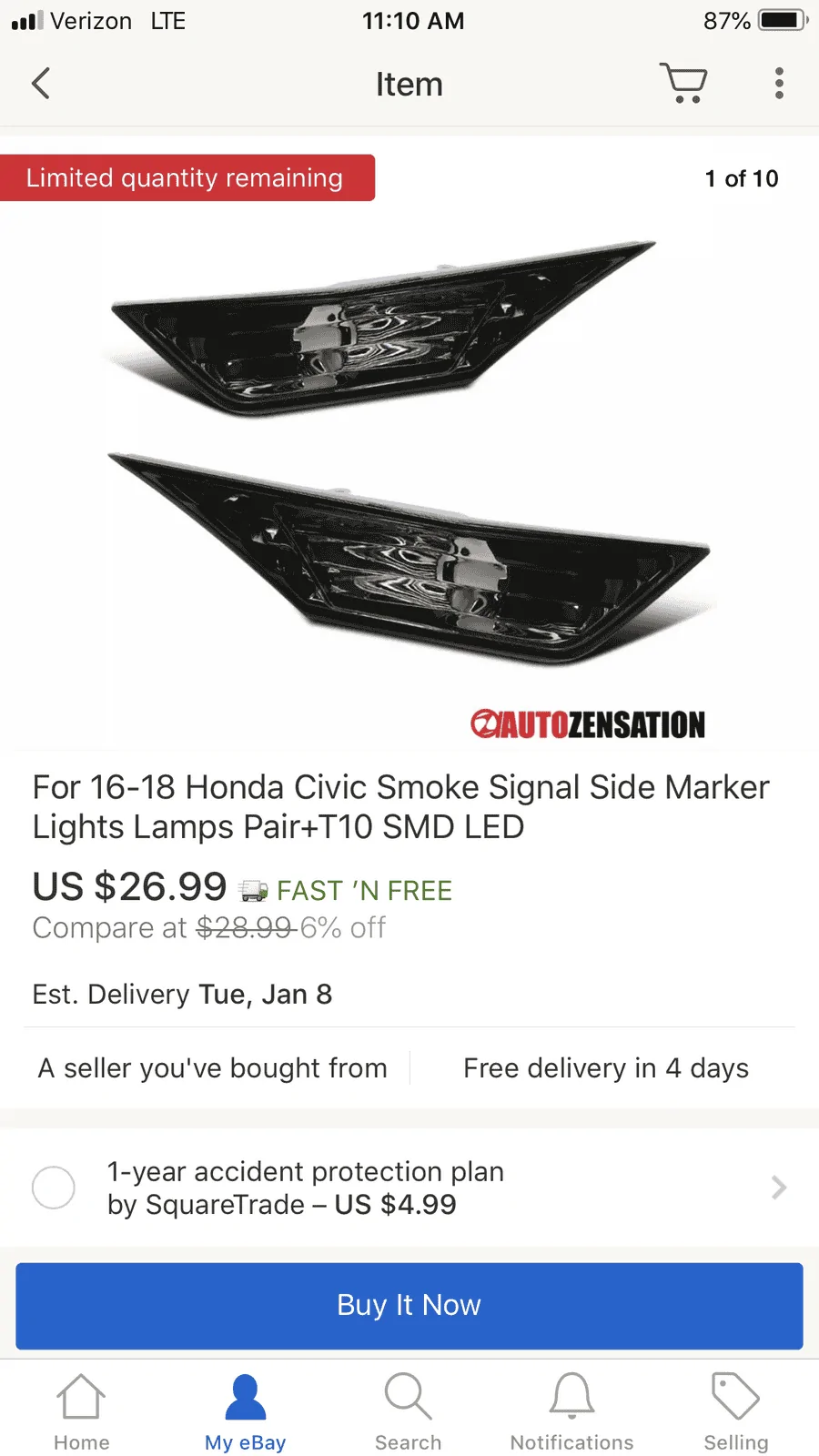 11th Gen Honda Civic JDM Side Markers Lights for all 10th Civics 37616ED9-1041-4083-A3AF-5A9E6BFFB6C6