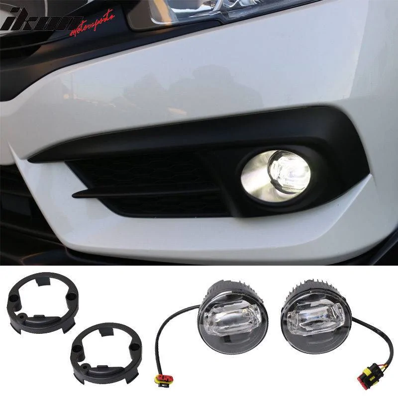 11th Gen Honda Civic 16-17 Civic 10th Gen Sedan - Fog Light and Lamp Cover (ABS) - LHFC-HC160E&LHF-FD-LED 3_2