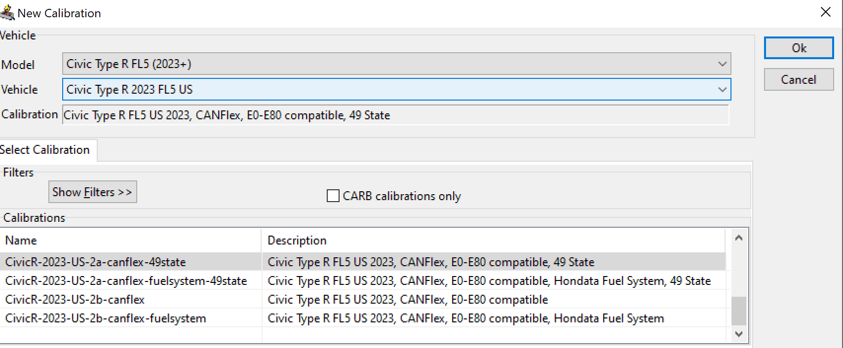 11th Gen Honda Civic CANFlex What is Flex Fuel 49 state calibration select