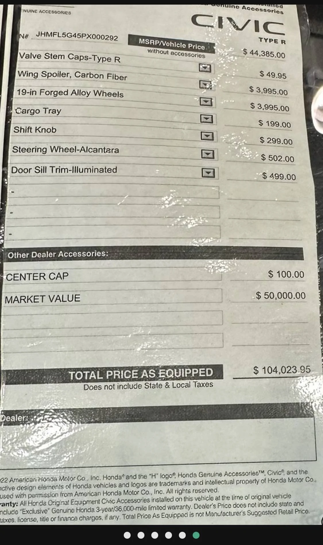 11th Gen Honda Civic The FL5 Dealer ADM Markup Thread 676517C0-44DB-41C8-AA8E-AB3EEE794523
