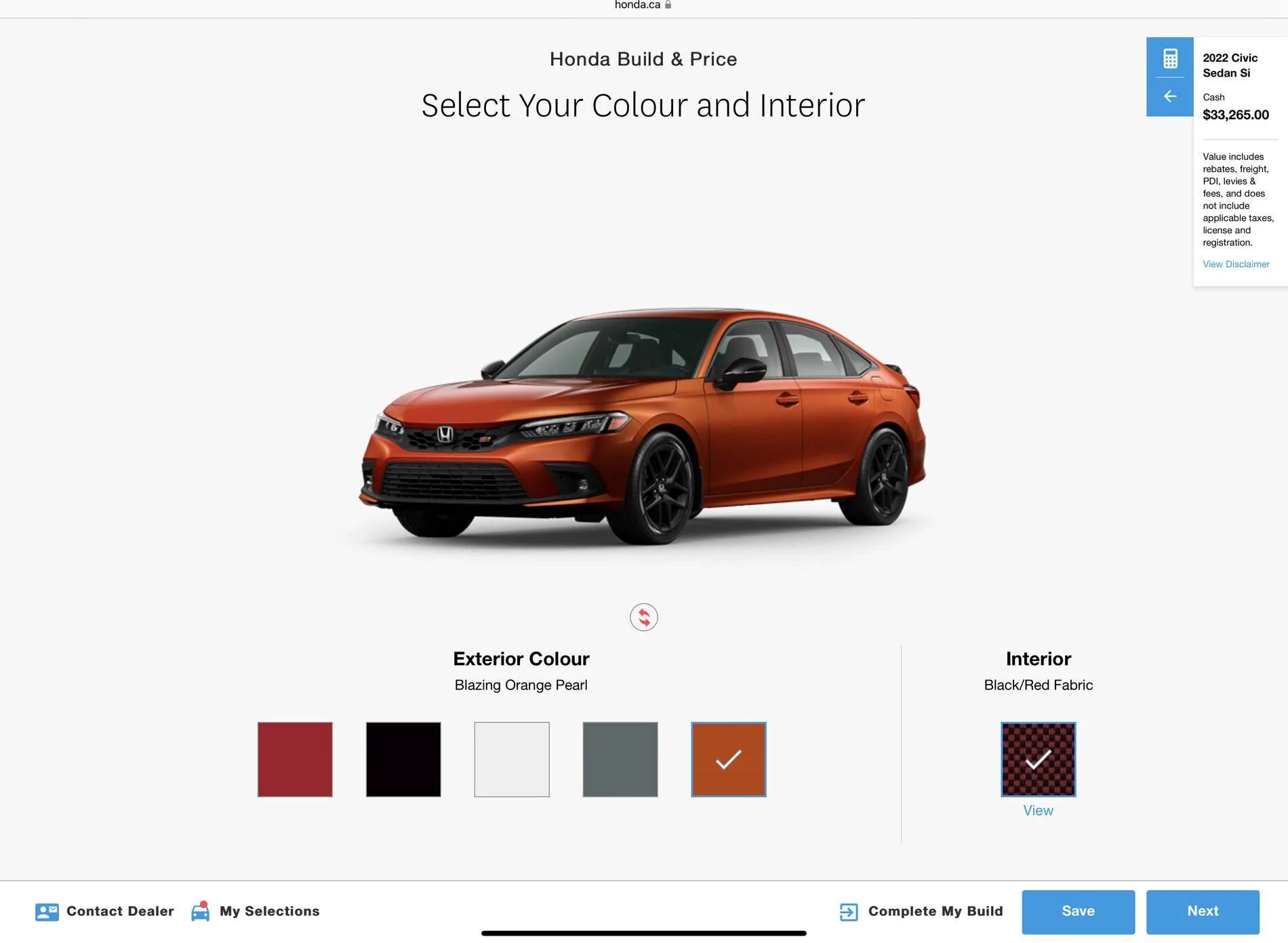 11th Gen Honda Civic Honda Canada - Civic Si Builder A00BE14A-5D49-4D5A-A6CB-FD3DCC02C1E5