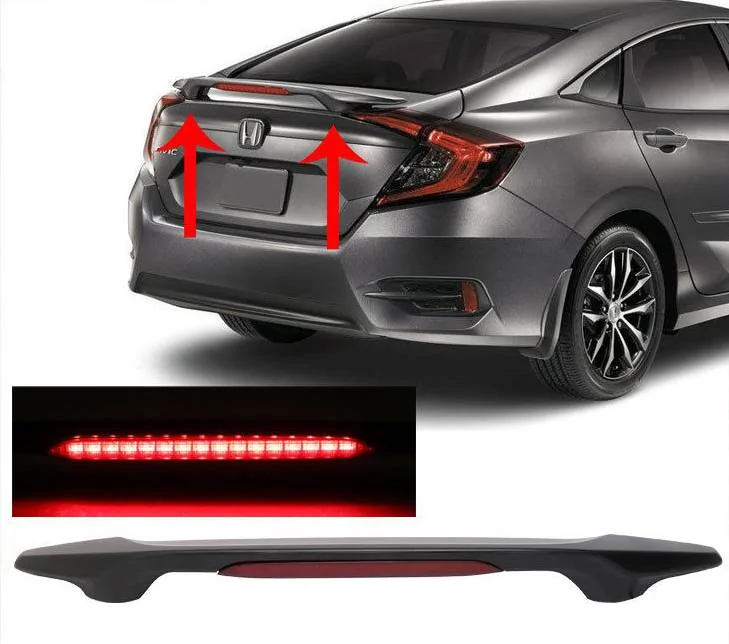 11th Gen Honda Civic 16-17 Civic 10th Gen Sedan - OE Style Trunk Spoiler w/LED Brake Light (ABS) - AST-HC164OELE-A AST-HC164OELE-A-1