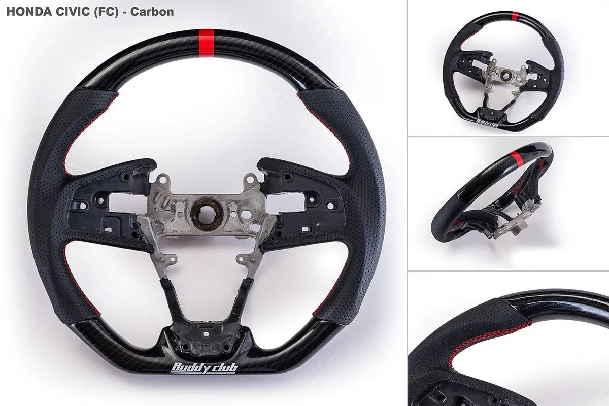 11th Gen Honda Civic Buddy Club 16-18 Civic Sport Steering Wheels |Carbon Fiber | Leather BC08-RSSWFC-C
