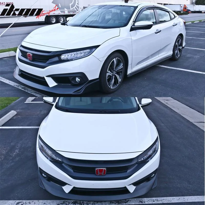 11th Gen Honda Civic 16-17 Civic 10th Gen Sedan and Coupe - JS Racing Style Front Bumper Lip (PU) - BLF-HC164JS-PU BLF-HC164JS-PU-005