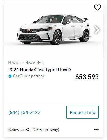 11th Gen Honda Civic Canadian dealer asked what colour Type R I want Captur