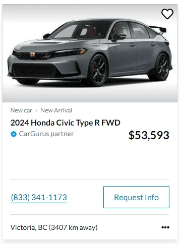 11th Gen Honda Civic Canadian dealer asked what colour Type R I want Capture1
