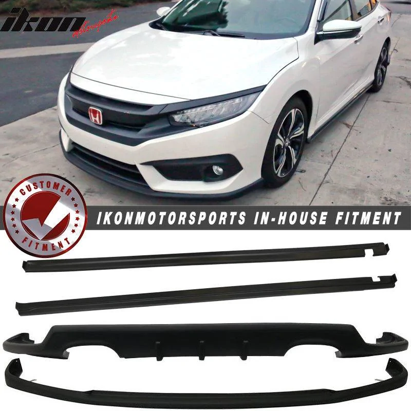 11th Gen Honda Civic 16-17 Civic 10th Gen Sedan - TCS Style Front Lip+Side Skirts+Rear Diffuser (PU) - CB-A010998 CB-A010998-1