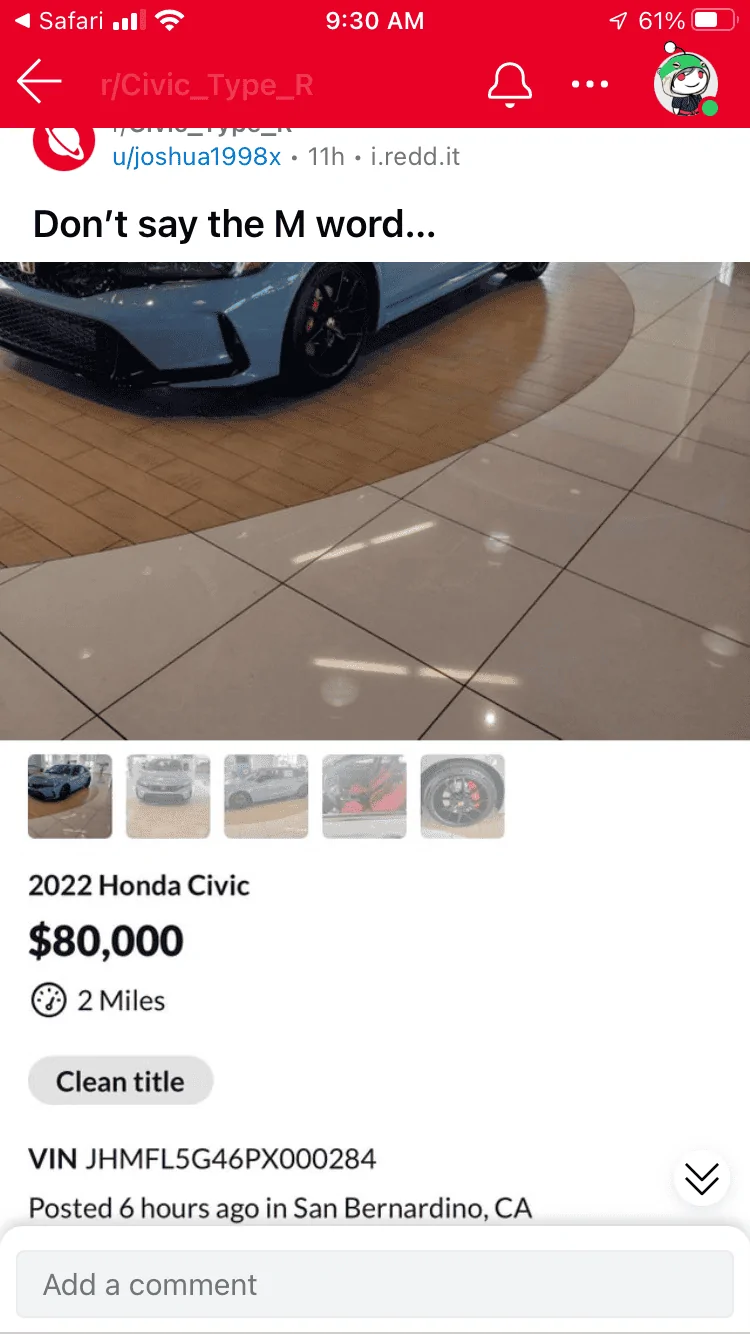 11th Gen Honda Civic The FL5 Dealer ADM Markup Thread CE48A928-0DF6-4FB7-8087-A7DCAA563966