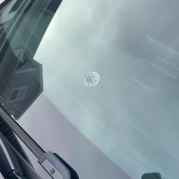 11th Gen Honda Civic Got hit by a big rock on the freeway last week civicdamage1