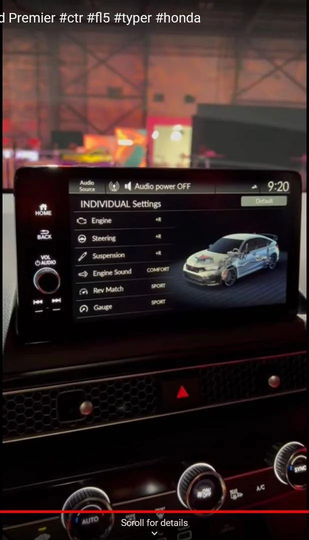 11th Gen Honda Civic Video: 2023 Type R Individual Mode Settings Menu -- Engine, Steering, Suspension, Sound, Rev Match, Meter civicrsettings