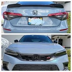 11th Gen Honda Civic Black vinyl emblems and red instrument cluster garnish collage si