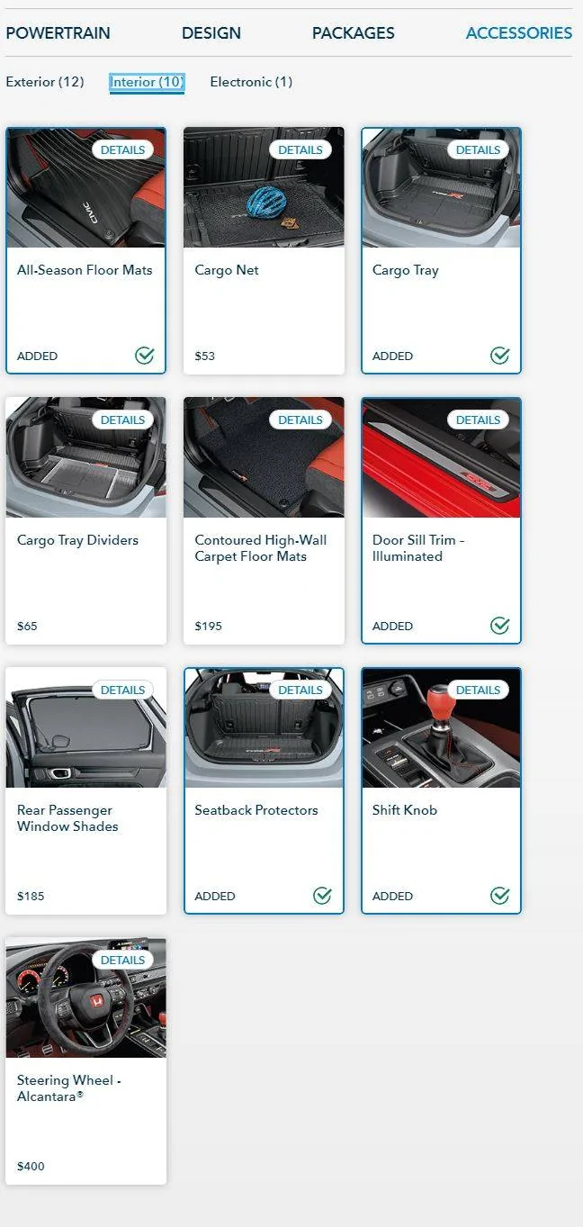 11th Gen Honda Civic FL5 Accessories Missing from Honda Site Exterior