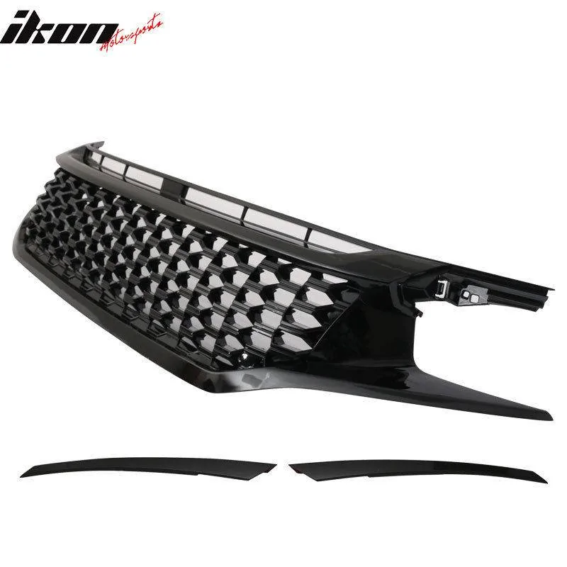 11th Gen Honda Civic 16-17 Civic 10th Gen Sedan and Coupe - Gloss Black Mesh Grille With 2PC Eyebrows - HG-HC16SI3P-BK HG-HC16SI3P-BK-03