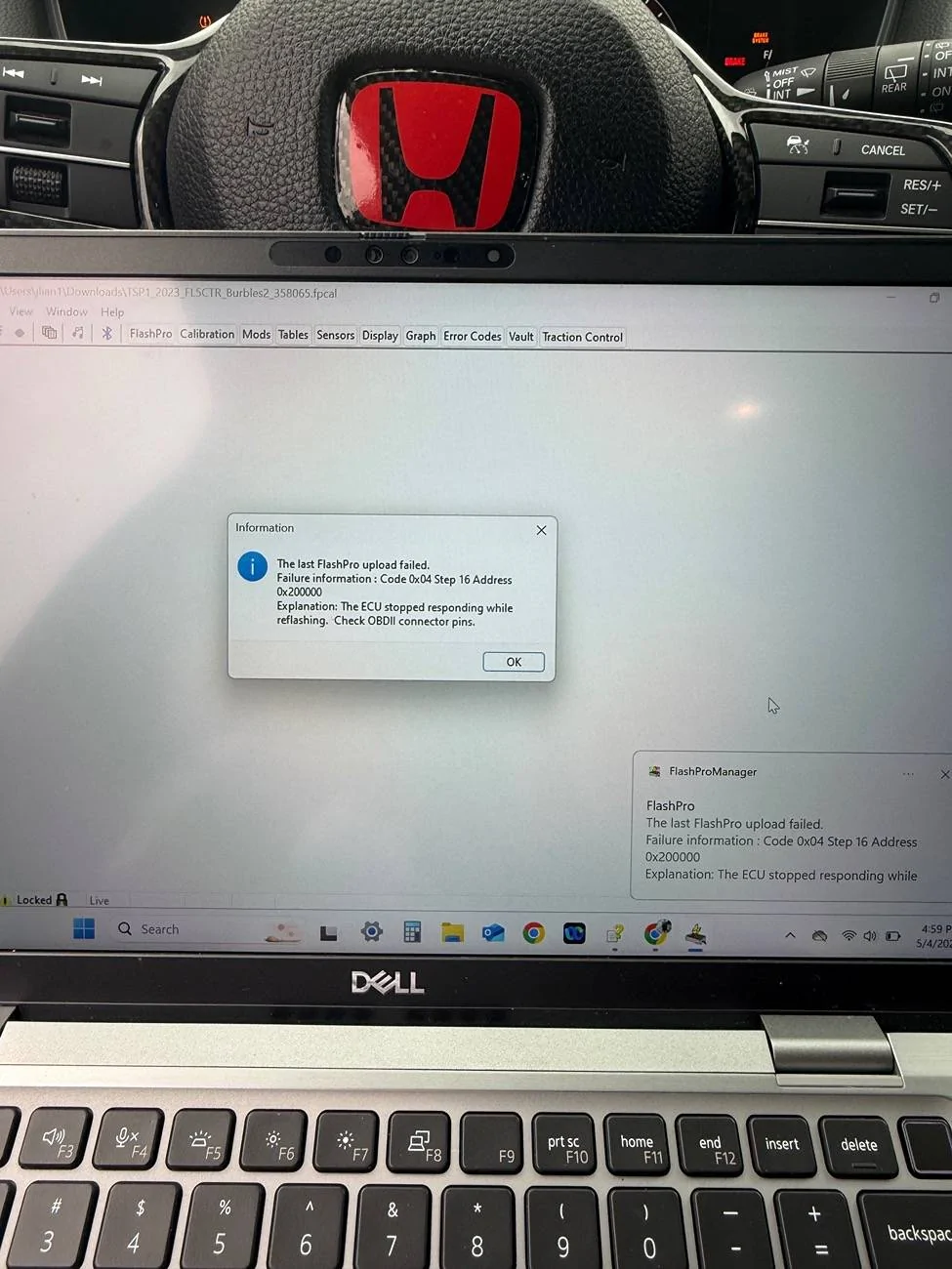 11th Gen Honda Civic Hondata Flash Pro/ECU Connection Issue for 2023 FL5 Type R IMG_0122