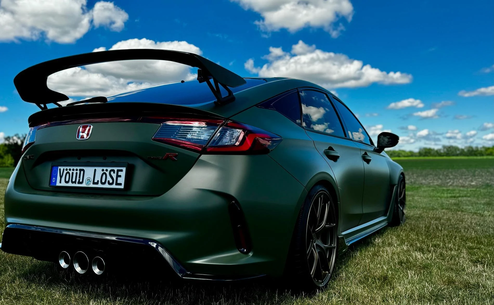 11th Gen Honda Civic FL5 wrapped in Military Matte Green with Titan Ts5 Bronze Wheels IMG_1252