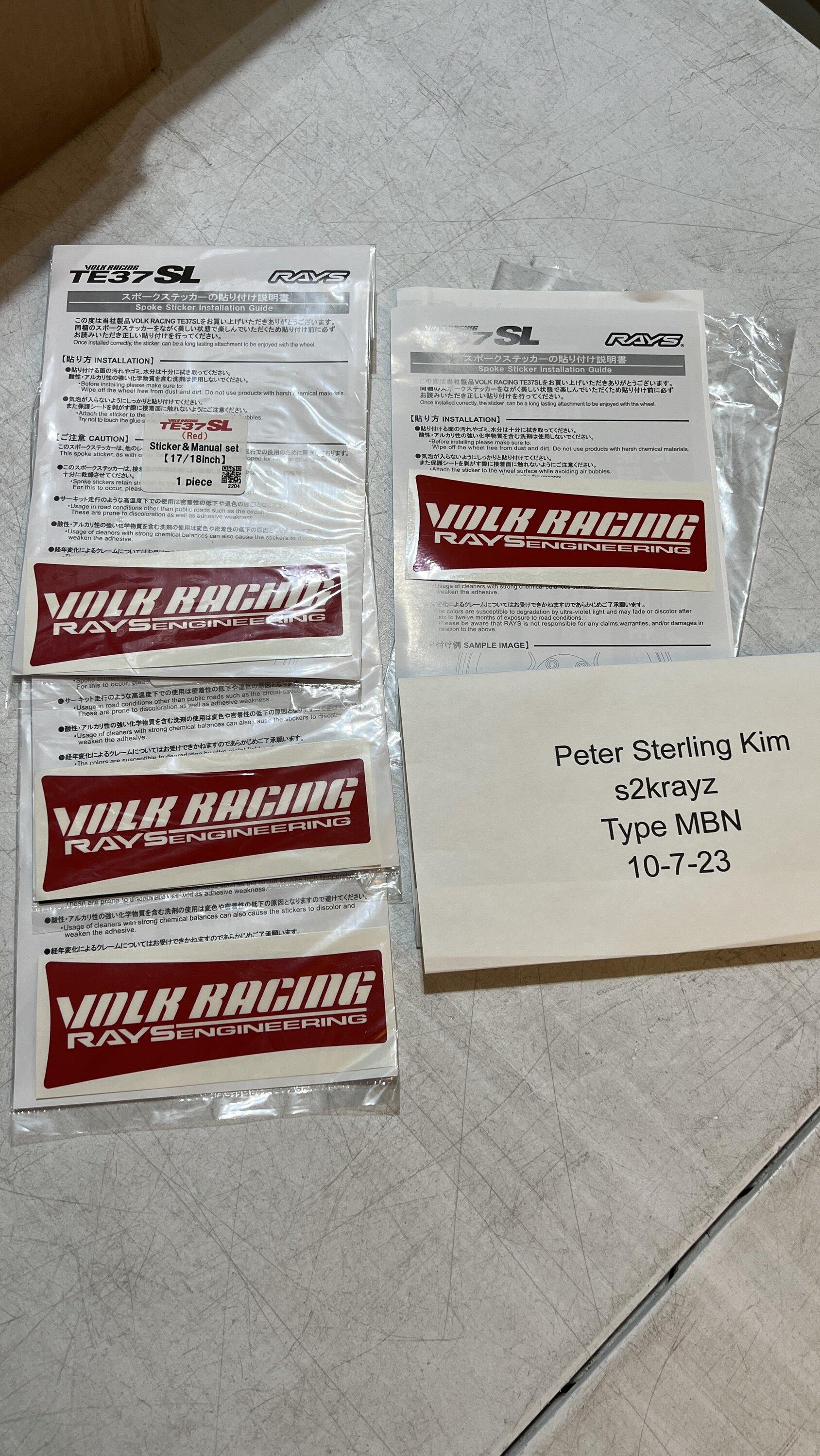 11th Gen Honda Civic Spoon Oil Cap, TE37SL Center Caps, Rays Valve Stems, Volk Stickers, Braum Seat Belt Guide IMG_4985