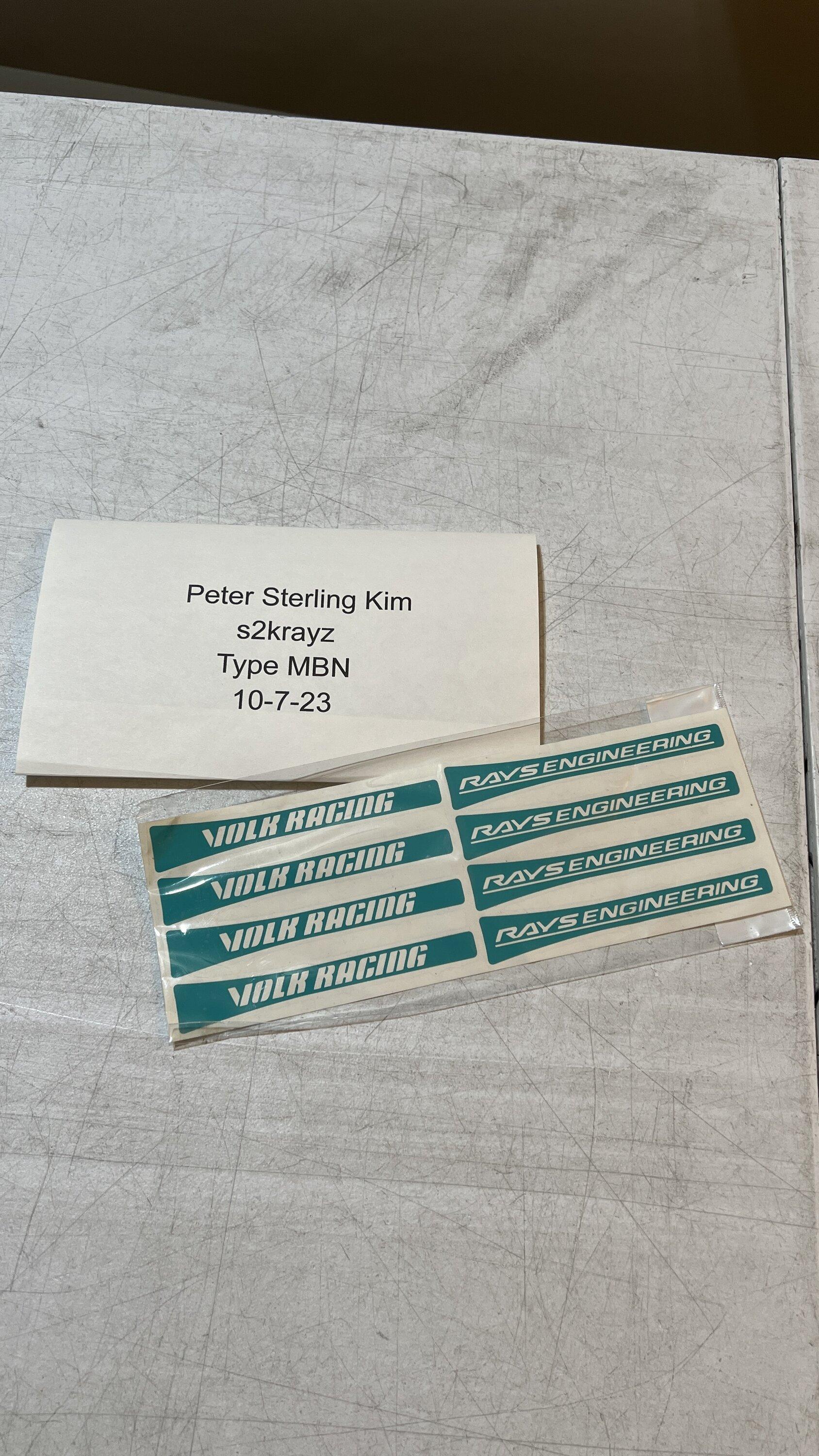 11th Gen Honda Civic Spoon Oil Cap, TE37SL Center Caps, Rays Valve Stems, Volk Stickers, Braum Seat Belt Guide IMG_4988