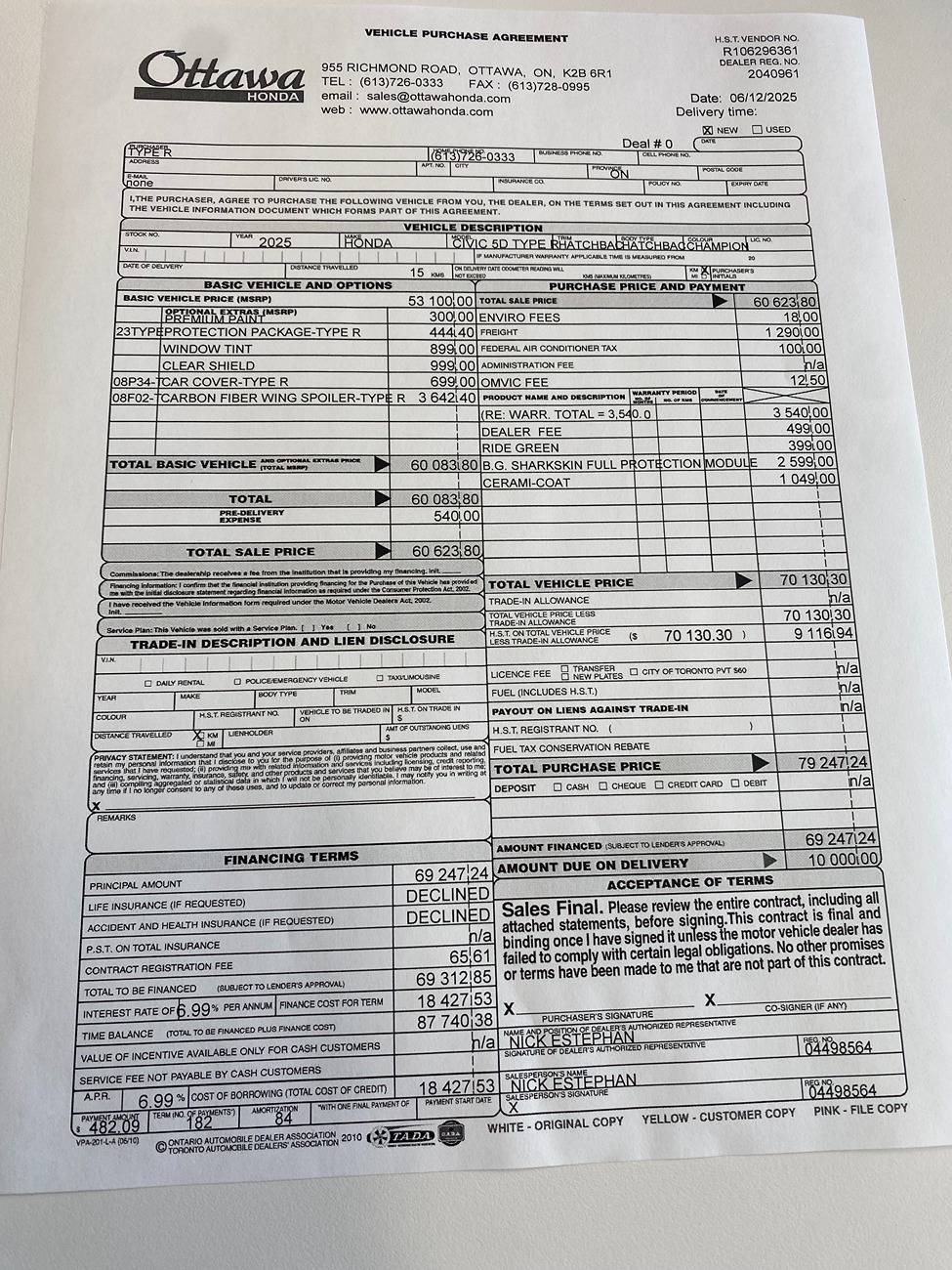 11th Gen Honda Civic Canadian dealer asked what colour Type R I want IMG_6798