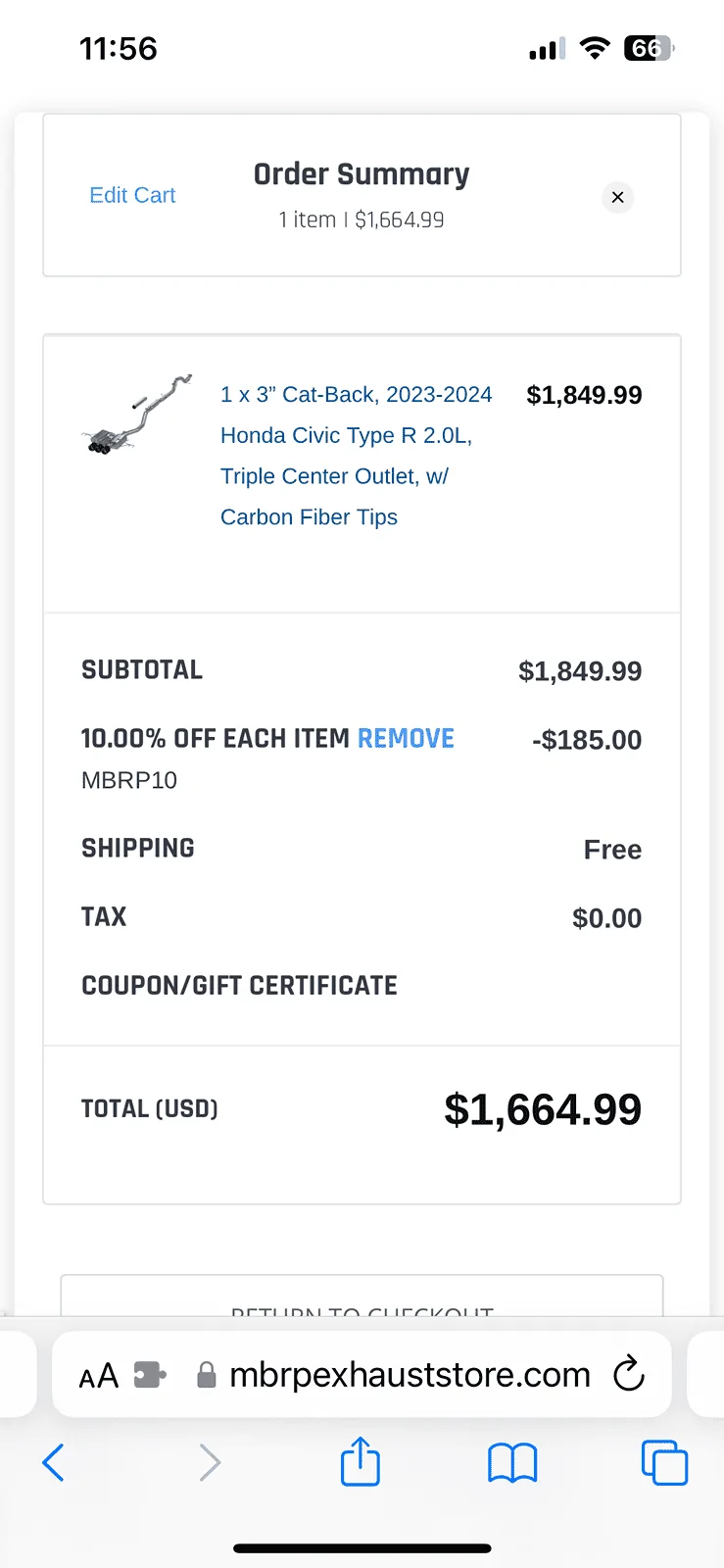 11th Gen Honda Civic MBRP FL5 Valved Exhaust now available for FL5 Civic Type R! IMG_7237