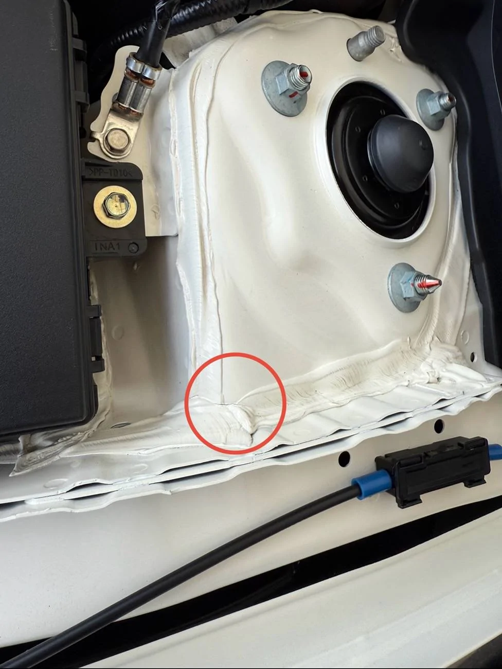 11th Gen Honda Civic Seam sealer cracking on strut tower IMG_8984