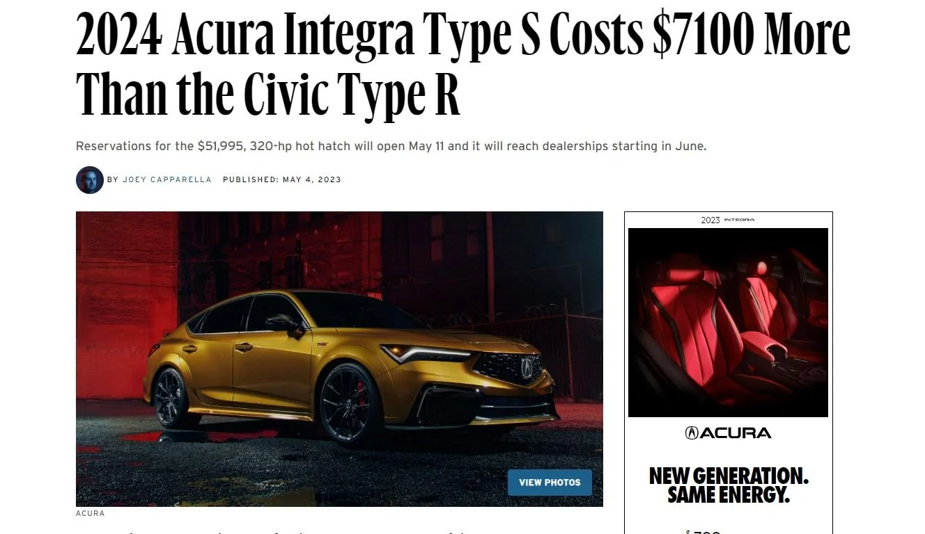 11th Gen Honda Civic 2024 Acura Integra Type S Predictions (Pricing, Performance, Handling, Technology, and Markups) Integar type s