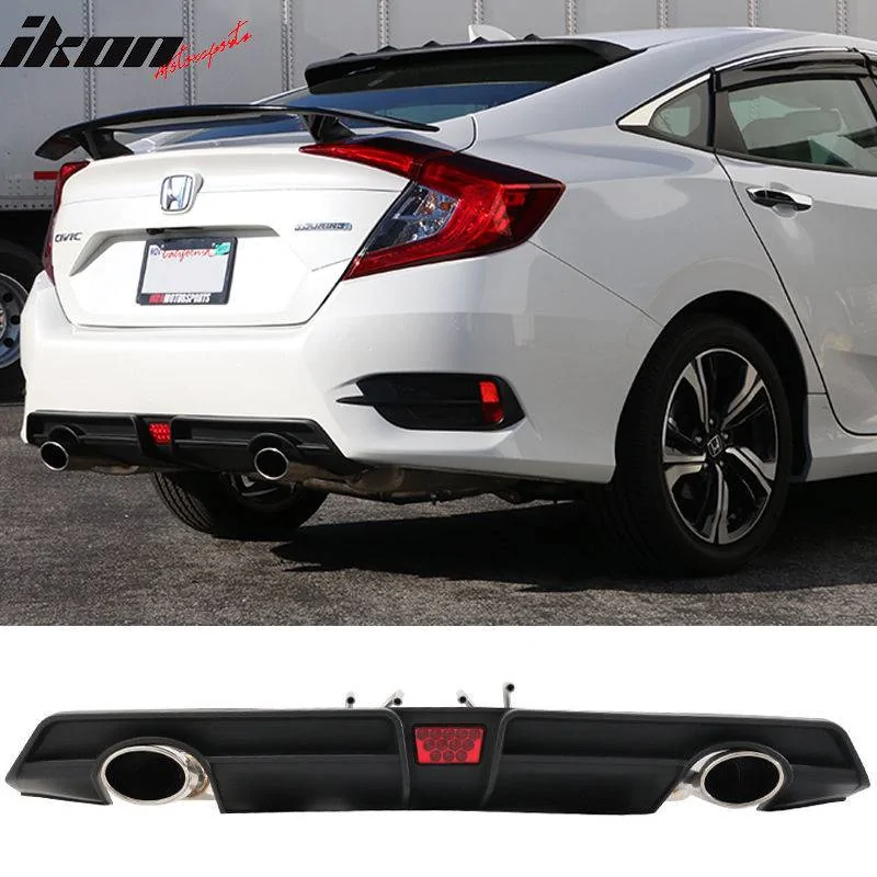 11th Gen Honda Civic 16-17 Civic 10th Gen Sedan - Catback Exhaust System + Rear Diffuser LED Light - MUX-HC164DF MUX-HC164DF-1