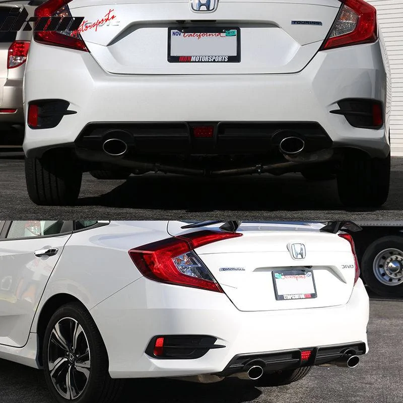 11th Gen Honda Civic 16-17 Civic 10th Gen Sedan - Catback Exhaust System + Rear Diffuser LED Light - MUX-HC164DF MUX-HC164DF-9